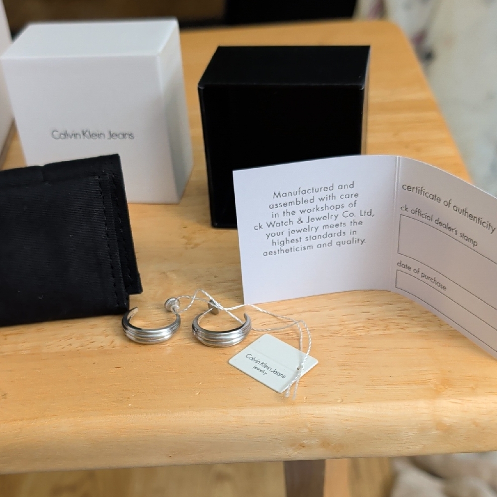 Calvin Klein Layered Silver Hoop Earrings